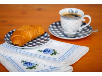 bavlněné utěrky modré růžičky