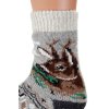 Vlněné ponožky 100% vlna šedé s motivem srnce (5)