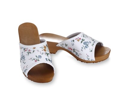 Dřeváky s květinovým vzorem, otevřené