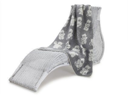 vlněná deka pro děti medvídek šedý 1