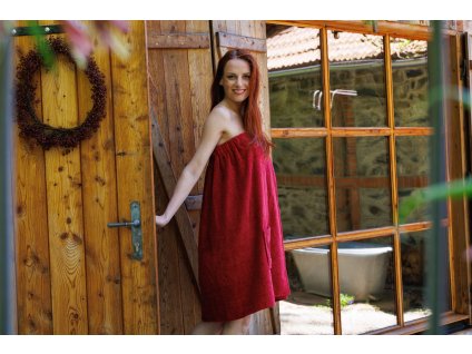 saunová zástěra červená