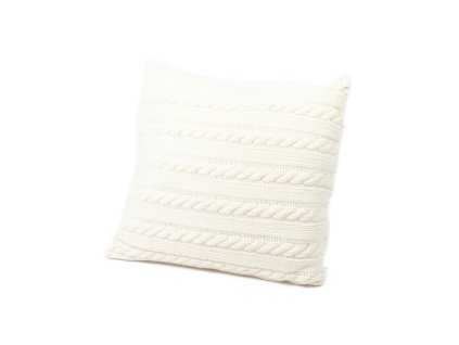 Vlněný pletený potah na polštář Olivia, ecru, 45 x 45 cm