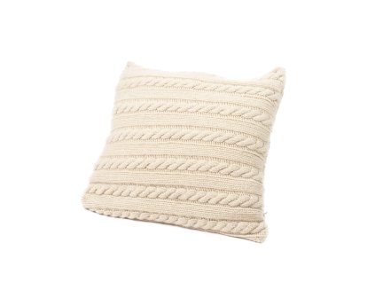Vlněný pletený potah na polštář Olivia, pískově hnědá, 45 x 45 cm