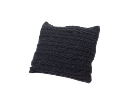 Vlněný pletený potah na polštář Olivia, černá, 45 x 45 cm