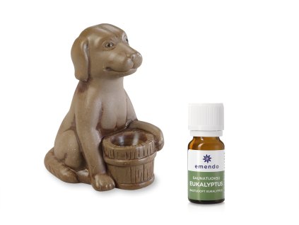 Aroma lampa pes hnědý + vonný olej Eukalyptus