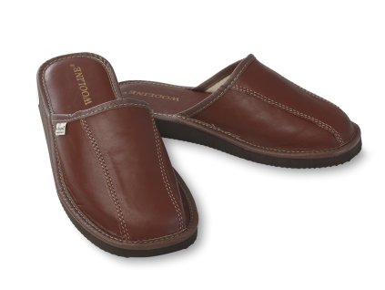Kožené pánské pantofle hnědé