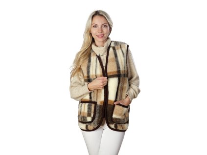 vlněná vesta kostkovaná