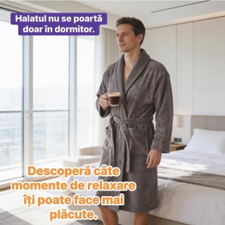 Crezi că halatul este doar pentru saună? 🧖 În realitate, acesta poate deveni partenerul perfect pentru multe momente de...