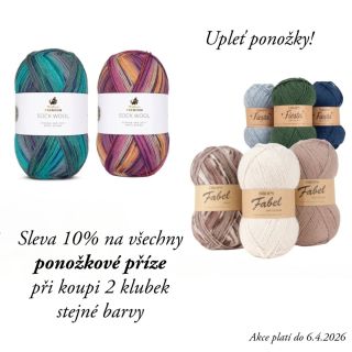 🧦 Ponožková příze nově na e-shopu! Na jeden pár stačí jen 2 klubka 🧶 👉 teď navíc sleva 10 % při koupi 2 ks Vyber si svou...