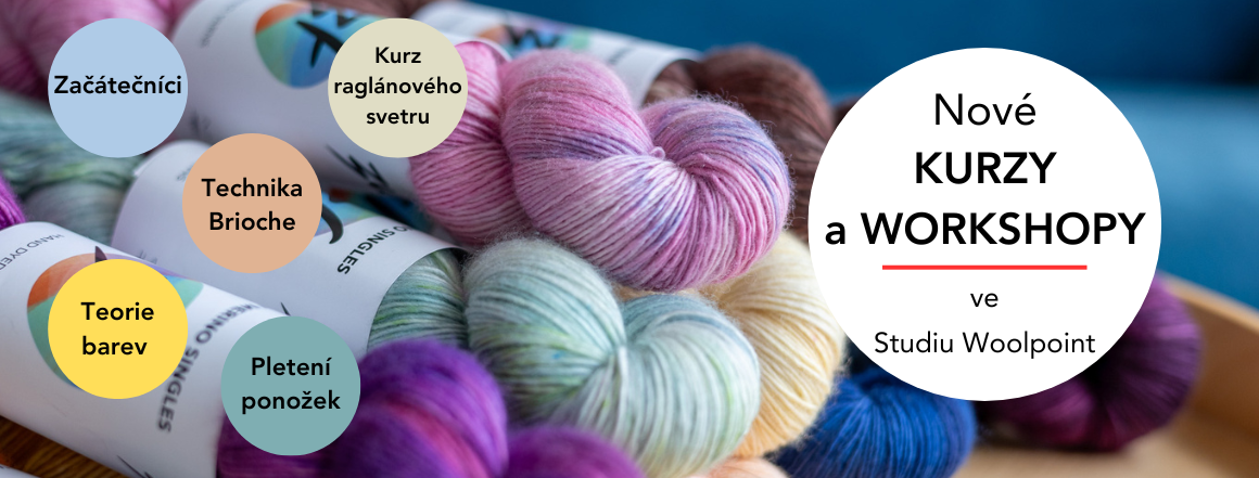 Kurzy a workshopy, studio Woolpoint, pletení pro začátečníky a pokročilé