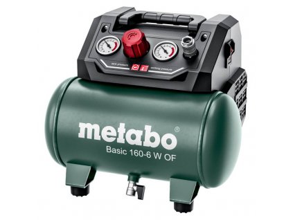Kompaktní bezolejový kompresor METABO Basic 160-6 W OF s nádrží 6 litrů a výkonem 1,1 kW