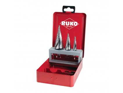 RUKO Sada stupňovitých vrtáků HSS, kovový obal | 4-12, 4-20, 4-30 mm - RU101026
