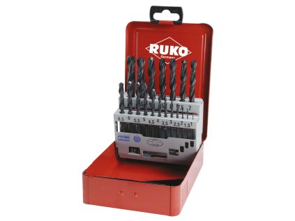 RUKO Sada vrtáků do kovu HSS-R, 19 dílů | 1-10 mm, kovový box - RU205212