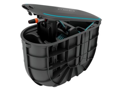 Podzemní box GARDENA RollUp M s 20m hadicí – elegantní řešení pro uklizenou zahradu, automatické navíjení a tři možnosti připojení.