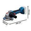 Technické rozměry aku flexy BOSCH GWS 18V-8 Professional 06019N9001