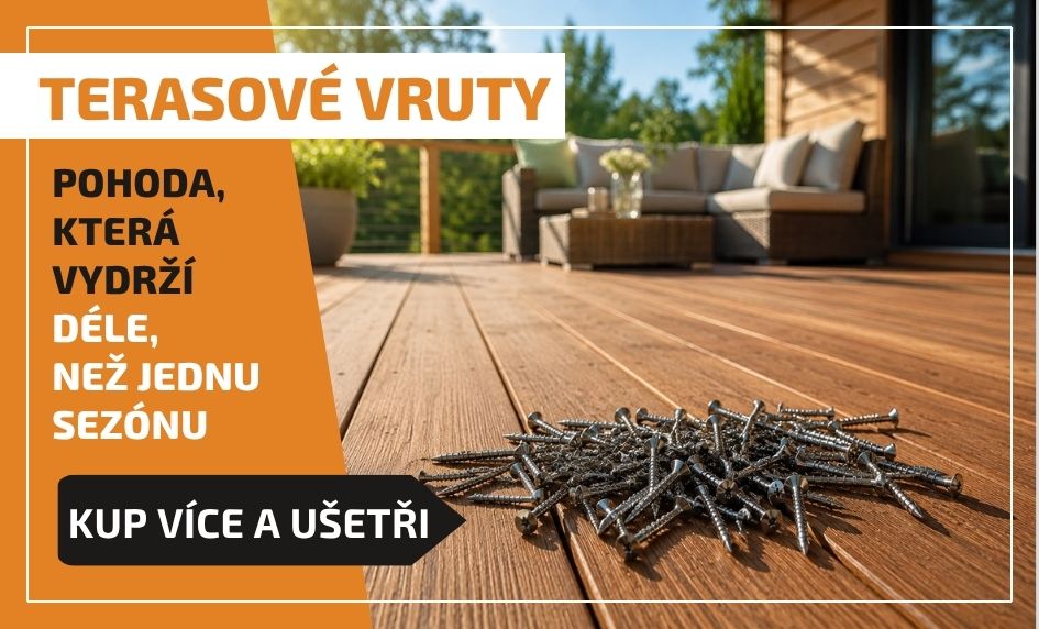 Vruty do dřeva, nerez, terasové