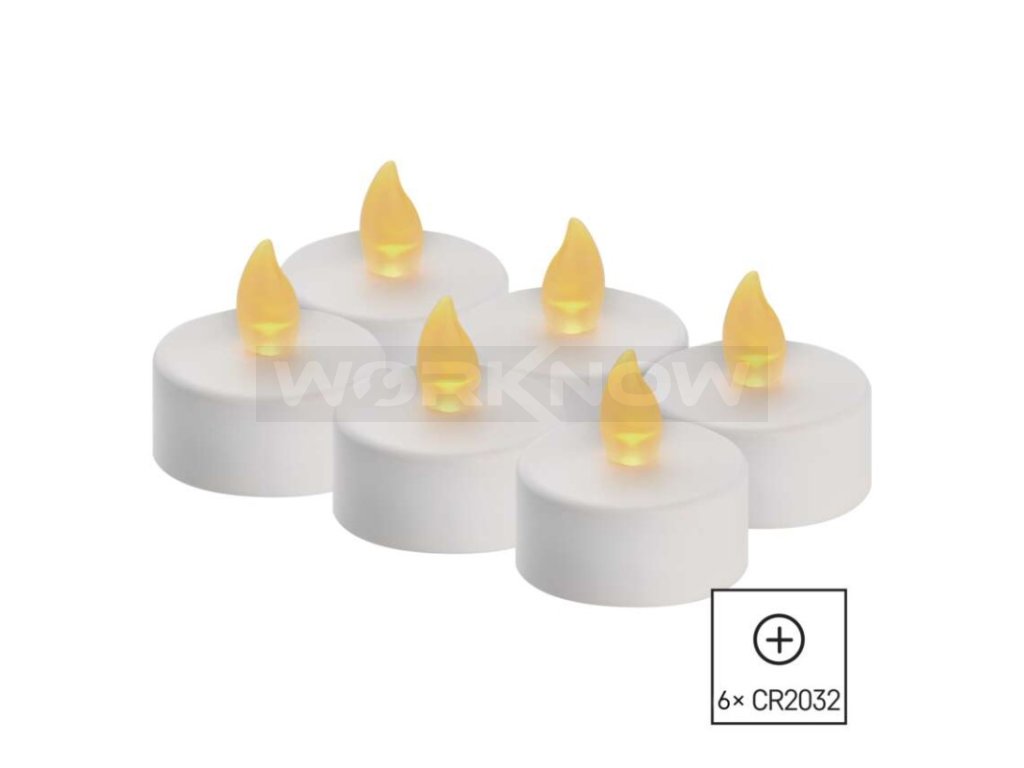 LED dekorace – čajová svíčka bílá, CR2032, vnitřní, vintage, 6 ks  DCCV11