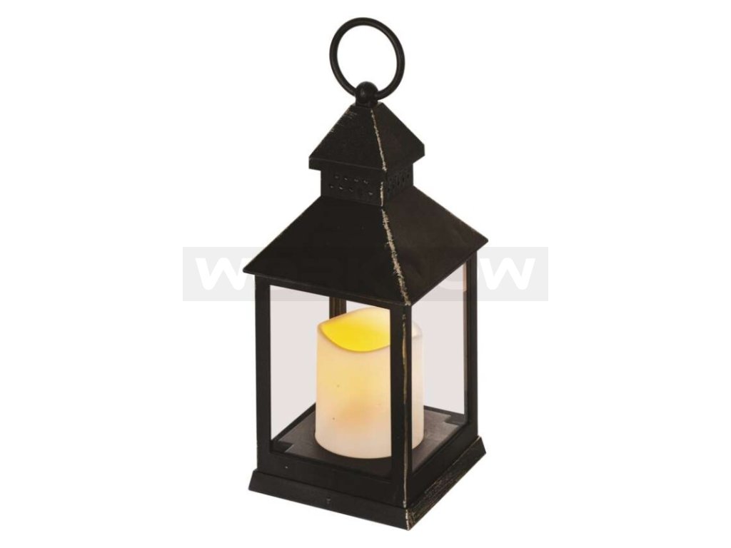 LED dekorace – lucerna antik černá blikající, 3x AAA, vnitřní, vintage, časovač  DCLV02