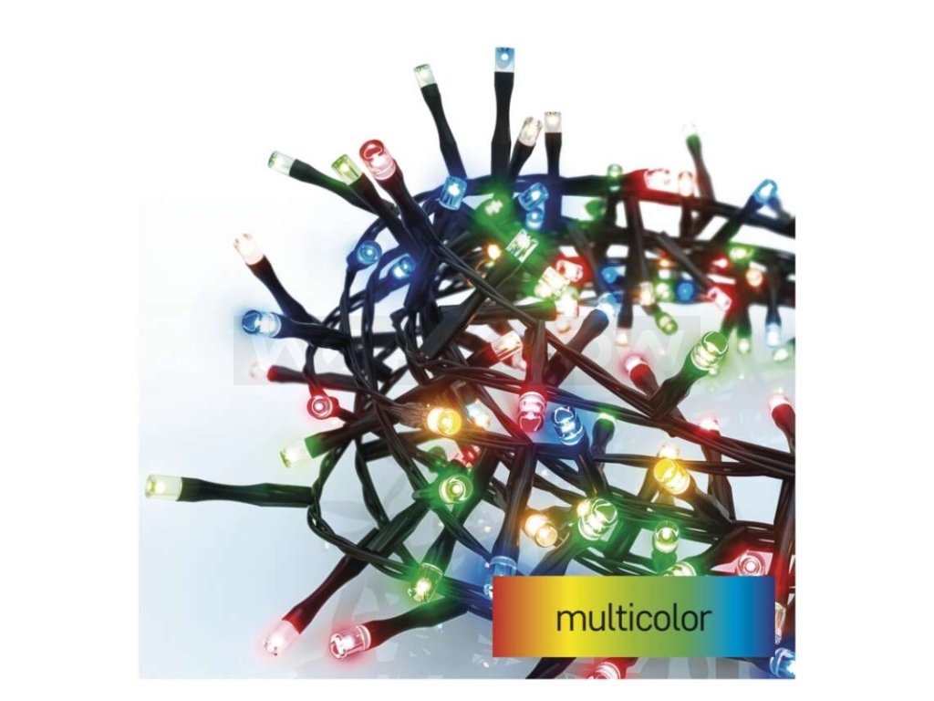 LED vánoční řetěz – ježek, 12 m, venkovní i vnitřní, multicolor, časovač 1 ks, krabice  D4BM03