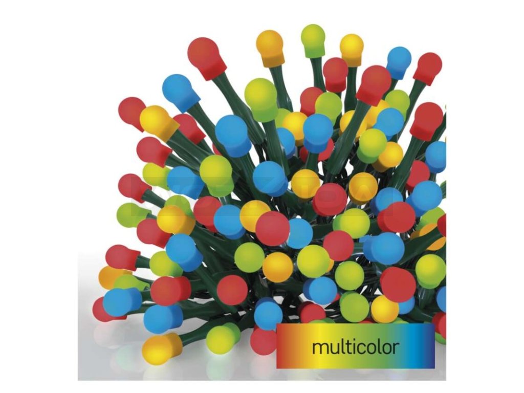 LED vánoční cherry řetěz – kuličky, 30 m, venkovní i vnitřní, multicolor, časovač  D5AM04