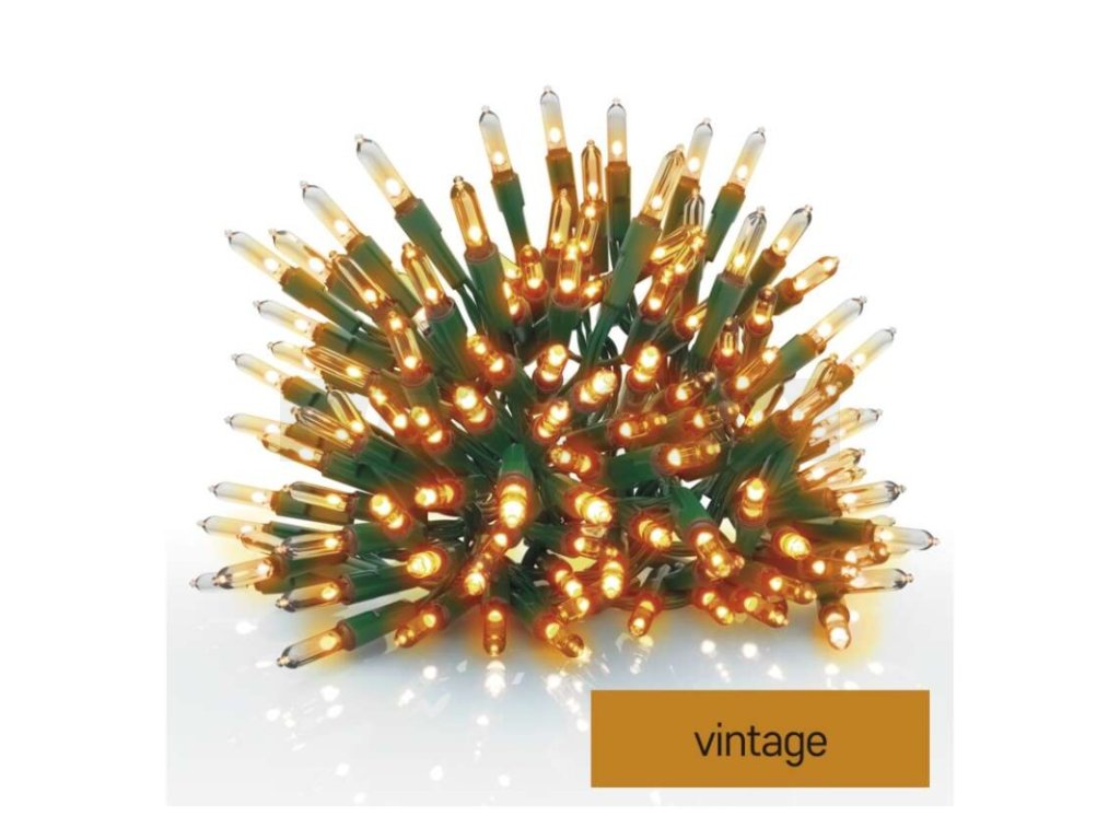 LED vánoční řetěz – tradiční, 22,35 m, venkovní i vnitřní, vintage 1 ks, krabice
