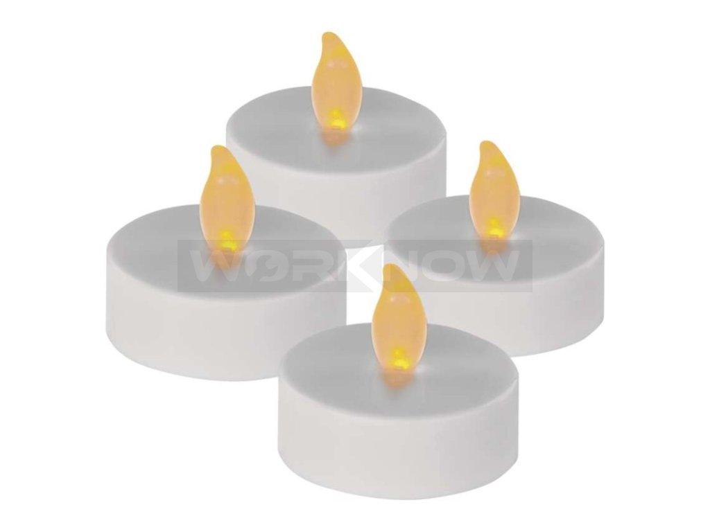 LED dekorace – čajová svíčka maxi, bílá, CR2032, vnitřní, vintage, 4 ks