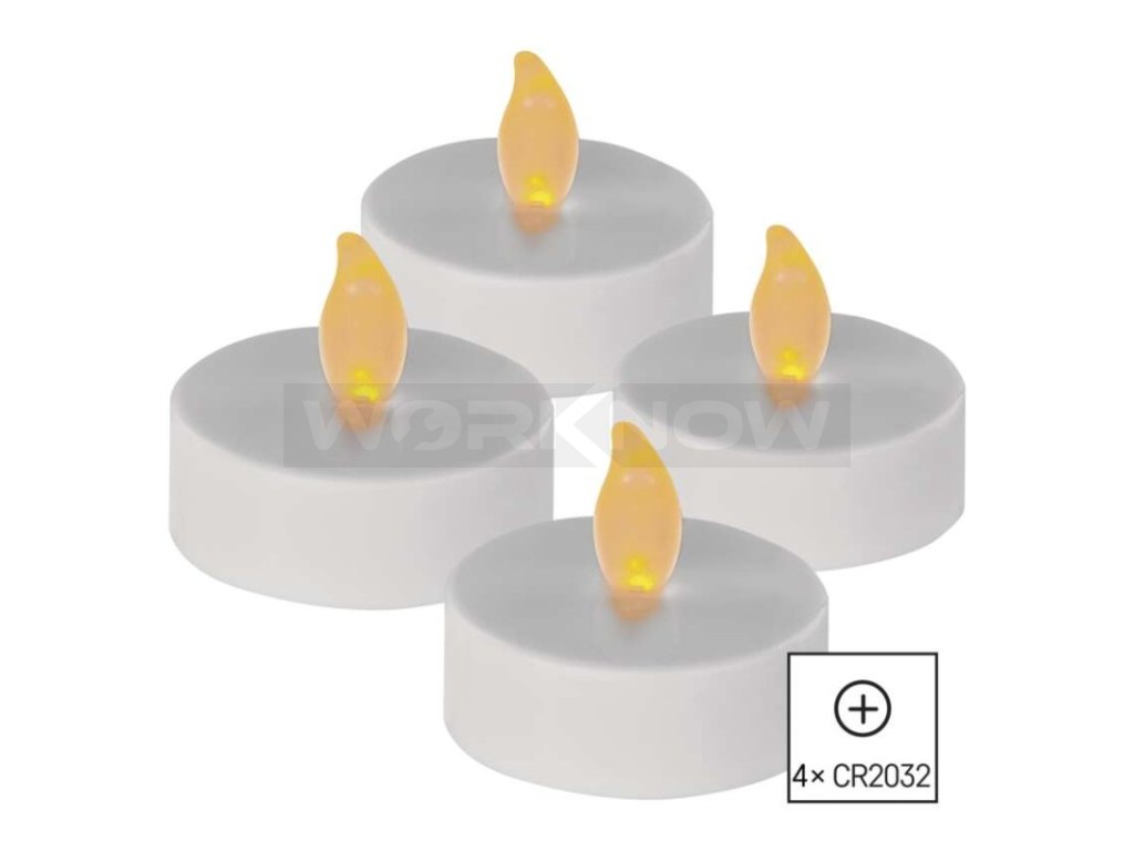 LED dekorace – čajová svíčka maxi, bílá, CR2032, vnitřní, vintage, 4 ks