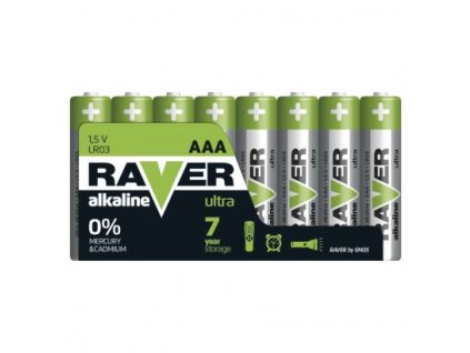 Alkalická baterie RAVER AAA (LR03) 8 ks, fólie