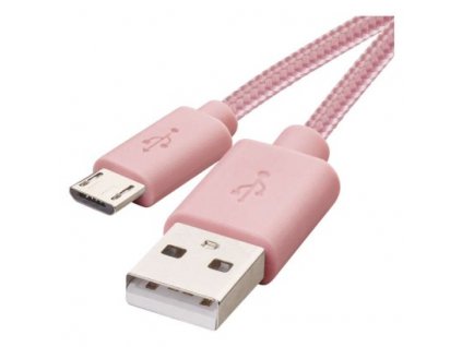 Nabíjecí a datový kabel USB-A 2.0 / micro USB-B 2.0, 1 m, růžový 1 ks, krabička  SM7006P