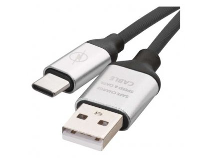 Nabíjecí a datový kabel USB-A 2.0 / USB-C 2.0, 1 m, černý 1 ks, krabička  SM7025BL