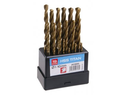 Sada HSS TITAN vrtáků 1-10mm (po 0.5mm) 19ks plast