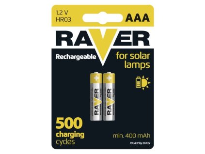 Nabíjecí baterie do solárních lamp RAVER SOLAR AAA (HR03) 400 mAh, 2 ks 2 ks, blistr
