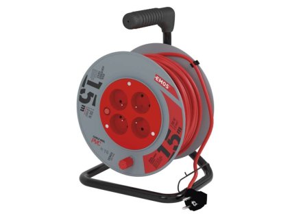 Prodlužovací kabel na bubnu 15 m / 4 zásuvky / červený / PVC / 230 V / 1 mm2  P194151