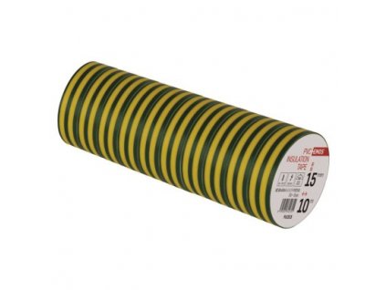 Izolační páska PVC 15mm / 10m zelenožlutá 10 ks, fólie