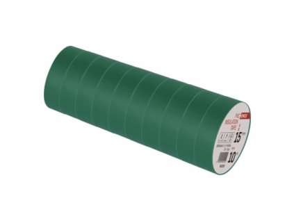 Izolační páska PVC 15mm / 10m zelená 10 ks, fólie  F61519