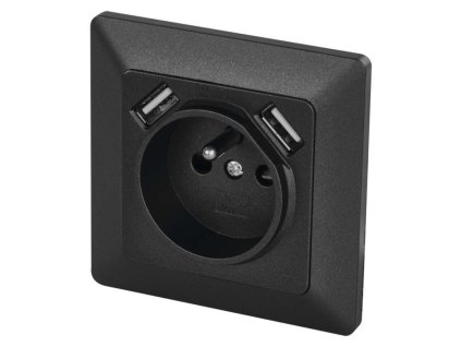 Zásuvka s USB 2,1A max., antracit A6000.2