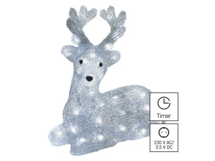 LED vánoční jelínek, 27 cm, venkovní i vnitřní, studená bílá, časovač  DCFC06