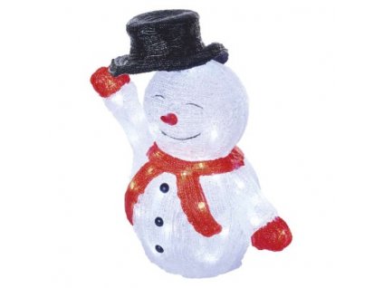 LED vánoční sněhulák s kloboukem, 36 cm, venkovní i vnitřní, studená bílá, časovač 1 ks, krabice  DCFC18
