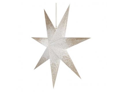 Vánoční hvězda papírová závěsná se zlatými třpytkami na okrajích, bílá, 60 cm, vnitřní 1 ks, krabice