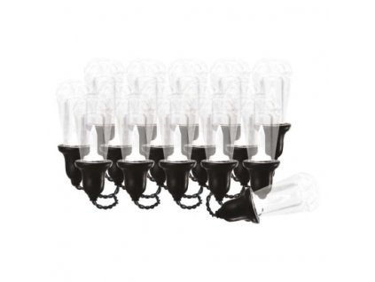 LED světelný řetěz – 16x párty žárovky čiré, 7,6 m, venkovní i vnitřní, teplá bílá 1 ks, krabice  DCPW04