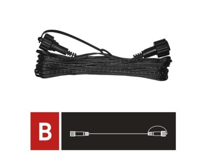 Prodlužovací kabel pro spojovací řetězy Standard černý, 10 m, venkovní i vnitřní  D1ZB01