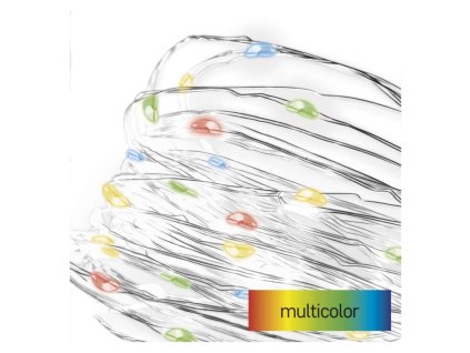 LED vánoční nano řetěz, 1,9 m, 2x AA, vnitřní, multicolor, časovač 1 ks, krabice  D3AM04