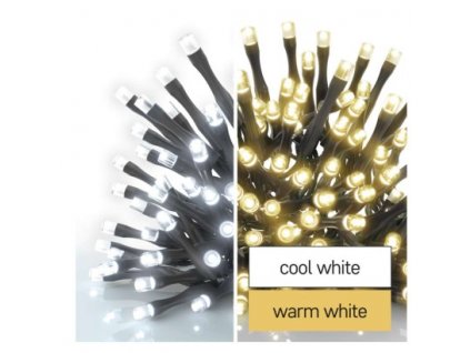 LED vánoční řetěz 2v1, 10 m, venkovní i vnitřní, teplá/studená bílá, programy 1 ks, krabice  D4AL05