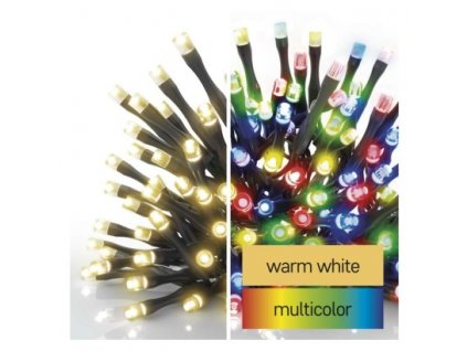 LED vánoční řetěz 2v1, 10 m, venkovní i vnitřní, teplá bílá/multicolor, programy 1 ks, krabice