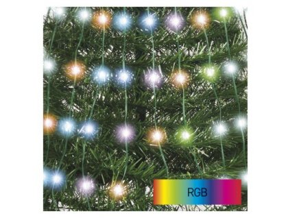 LED vánoční stromek se světelným řetězem a hvězdou, 1,5 m, vnitřní, ovladač, časovač, RGB 1 ks, krabice  D5AA02