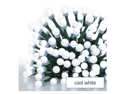 LED vánoční cherry řetěz – kuličky, 8 m, venkovní i vnitřní, studená bílá, programy  D5AC06