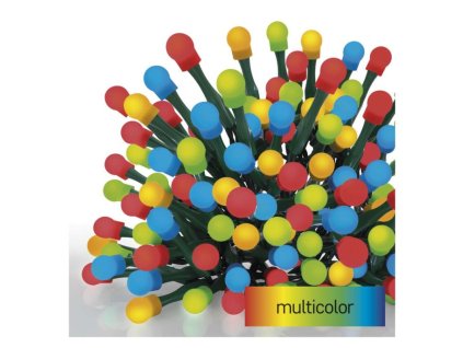 LED vánoční cherry řetěz – kuličky, 48 m, venkovní i vnitřní, multicolor, časovač
