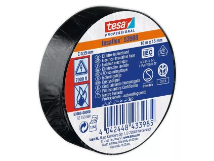 TESA 53988 elektroizolační izolační PVC páska (Varianta 15 mm x 10 m černá (53988-00010-00))