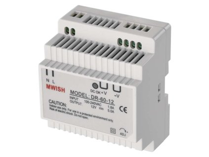 Náhradní napájecí zdroj 12 V/5 A DC DIN 1 ks, papírová krabice  H7009