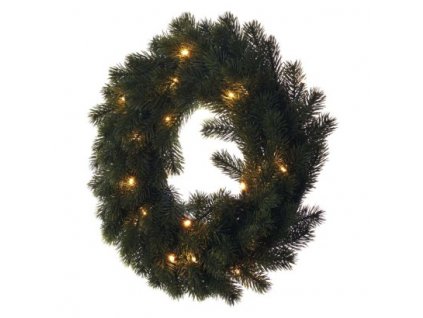 LED vánoční věnec, 40 cm, 2x AA, vnitřní, teplá bílá, časovač 1 ks, krabice